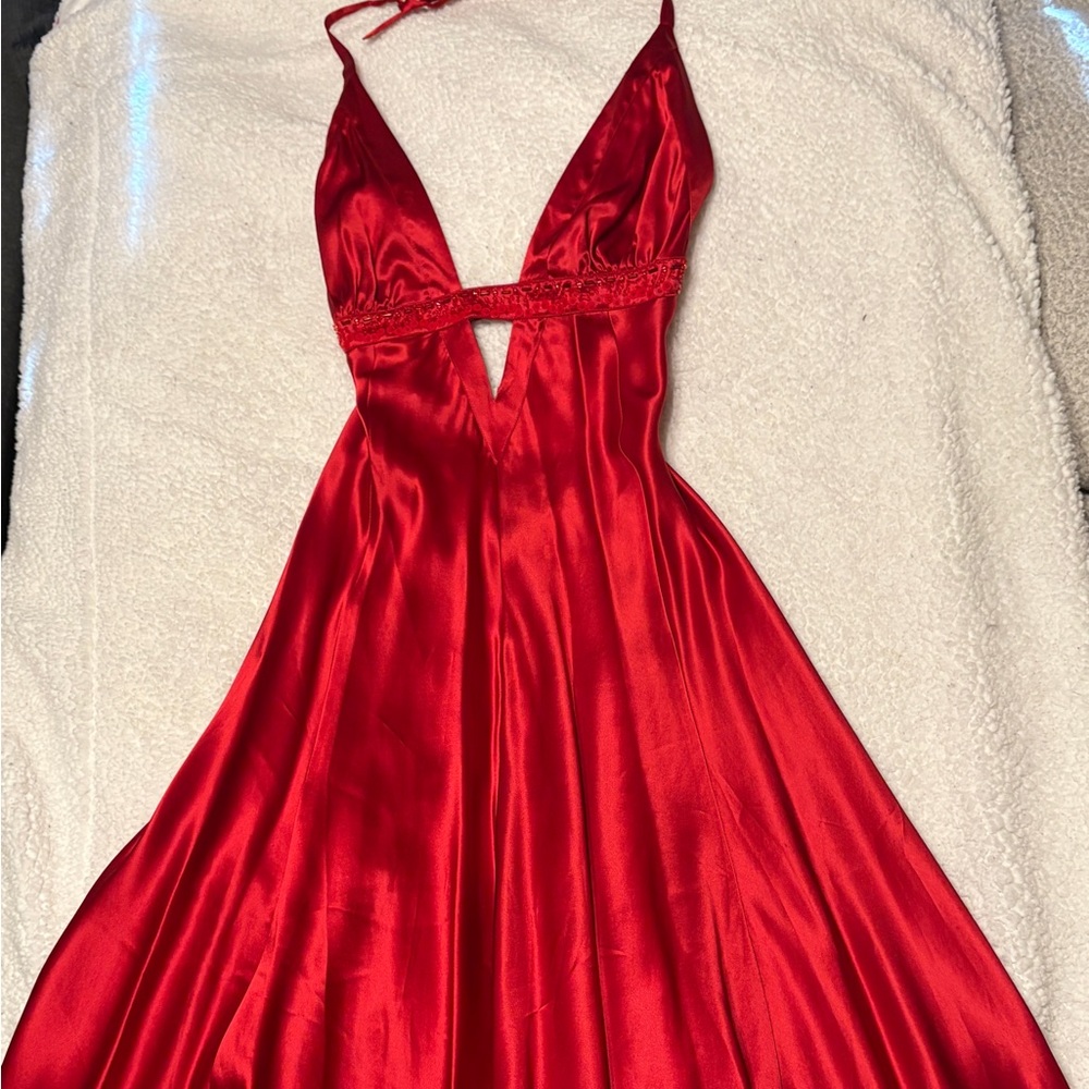 Marciano Red Backless Halter Sundress